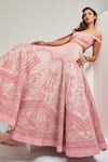 Shop_Shantnu Nikhil_Pink Embroidered Organza Lehenga Set_at_Aza_Fashions