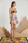 Shivan & Narresh_Multi Color Sustainable Econyl Swimwear Jersey Floral Printed Pleated Swim Skirt_Online_at_Aza_Fashions