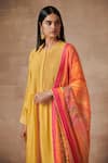 Buy_Saundh_Yellow Dupatta Organza Silk, Kurta Pure Raw Silk, Pant Shanao Pintucked Set _Online_at_Aza_Fashions