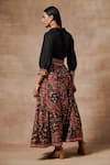 Shop_Saundh_Black Pure Raw Silk Shanao Printed Skirt Set With Shrug_at_Aza_Fashions