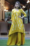 Buy_Sobariko_Yellow Banarasi Brocade Kurta Set _at_Aza_Fashions