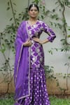 Buy_Sobariko_Purple Banarasi Brocade Kurta Sharara Set _at_Aza_Fashions