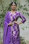 Shop_Sobariko_Purple Banarasi Brocade Kurta Sharara Set _at_Aza_Fashions