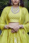 Sobariko_Yellow Organza Embroidery Round Banarasi Brocade Lehenga Set _at_Aza_Fashions