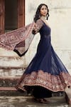 Suhino_Blue Soft Net Embroidery U Neck Anarkali Set _Online_at_Aza_Fashions