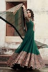 Suhino_Green Shantoon, Georgette Lining Cotton, Soft Net Embroidered Anarkali Set _Online_at_Aza_Fashions