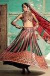 SUHINO_Green Shantoon, 100 Grams Pure Raw Silk, Net Embroidered Bridal Lehenga Set _Online_at_Aza_Fashions