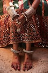 SUHINO_Green Shantoon, 100 Grams Pure Raw Silk, Net Embroidered Bridal Lehenga Set _at_Aza_Fashions
