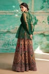 SUHINO_Red Shantoon, Organza Lining Cotton, Soft Net, Sheer Jacket And Lehenga Set _Online_at_Aza_Fashions