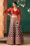 Buy_Suhino_Blue Taffeta Silk Embroidery Round Cropped Jacket And Lehenga Set _at_Aza_Fashions