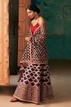 Suhino_Blue Taffeta Silk Embroidery Round Cropped Jacket And Lehenga Set _Online_at_Aza_Fashions