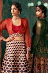 Buy_Suhino_Blue Taffeta Silk Embroidery Round Cropped Jacket And Lehenga Set _Online_at_Aza_Fashions