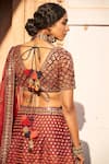 Suhino_Blue 100 Grams Pure Raw Silk Embroidery V Neck Bridal Lehenga Set _at_Aza_Fashions