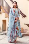 Buy_Gulabo Jaipur_Blue Kurta Cotton Pant Chikan Cotton Dupatta Floral Print Anarkali Set_Online_at_Aza_Fashions