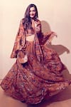 Buy_Masaba_Brown Crepe Printed Lehenga Set_at_Aza_Fashions