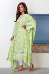 Buy_Mulmul_Green Mulmul Cotton Round Embroidered Kurta Set _at_Aza_Fashions