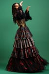 Nidhi Yasha_Black Viscose Printed Square Neck Gown _Online_at_Aza_Fashions