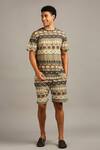 Buy_Soup by Sougat Paul_Green Knit Printed Geometric Shorts Set _at_Aza_Fashions
