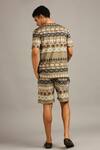 Shop_Soup by Sougat Paul_Green Knit Printed Geometric Shorts Set _at_Aza_Fashions