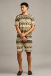Buy_Soup by Sougat Paul_Green Knit Printed Geometric Shorts Set _Online_at_Aza_Fashions