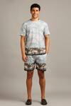 Buy_Soup By Sougat Paul_Blue Knit Cloud Print Shorts Set _at_Aza_Fashions