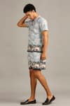 Soup By Sougat Paul_Blue Knit Cloud Print Shorts Set _Online_at_Aza_Fashions
