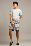Buy_Soup By Sougat Paul_Blue Knit Cloud Print Shorts Set _Online_at_Aza_Fashions