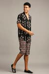 Soup By Sougat Paul_Black Twill, Muslin Slub Floral Print Shorts Set _Online_at_Aza_Fashions