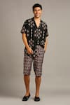 Buy_Soup By Sougat Paul_Black Twill, Muslin Slub Floral Print Shorts Set _Online_at_Aza_Fashions