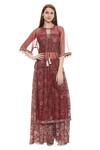 Buy_Soup By Sougat Paul_Maroon Printed Tunic And Palazzo Set _at_Aza_Fashions
