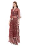 Shop_Soup By Sougat Paul_Maroon Printed Tunic And Palazzo Set _Online_at_Aza_Fashions
