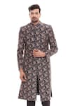 Buy_Soup by Sougat Paul_Blue Muslin Slub Printed Sherwani Set _at_Aza_Fashions