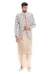 Shop Soup By Sougat Paul Beige Cotton, Muslin Slub Printed Bundi And Kurta Set Online at Aza Fashions Shop_Soup By Sougat Paul_Beige Cotton, Muslin Slub Printed Bundi And Kurta Set _Online_at_Aza_Fashions