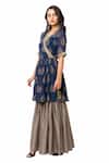 Buy_Soup By Sougat Paul_Blue Flat Chiffon, Malaysian Silk Printed Kurta And Sharara Set _Online_at_Aza_Fashions