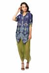 Buy_Soup By Sougat Paul_Blue Organza, Malaysian Silk Printed Kurta Set _at_Aza_Fashions
