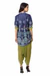 Shop_Soup By Sougat Paul_Blue Organza, Malaysian Silk Printed Kurta Set _at_Aza_Fashions