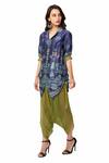 Buy_Soup By Sougat Paul_Blue Organza, Malaysian Silk Printed Kurta Set _Online_at_Aza_Fashions