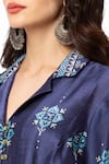 Soup By Sougat Paul_Blue Organza, Malaysian Silk Printed Kurta Set _at_Aza_Fashions