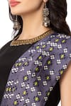 Soup by Sougat Paul_Black Malaysian Silk Chanderi Pre-draped Saree With Blouse _at_Aza_Fashions