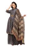 Buy_Soup by Sougat Paul_Blue Malaysian Silk Printed Kurta Set _at_Aza_Fashions