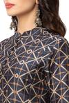 Soup by Sougat Paul_Blue Malaysian Silk Printed Kurta Set _at_Aza_Fashions