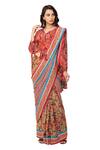 Buy_Soup By Sougat Paul_Yellow Crepe Printed Pre-draped Saree With Blouse _at_Aza_Fashions