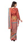 Shop_Soup By Sougat Paul_Yellow Crepe Printed Pre-draped Saree With Blouse _at_Aza_Fashions