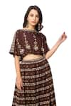 Shop_Soup by Sougat Paul_Brown Cotton Silk Printed Lehenga Set _Online_at_Aza_Fashions