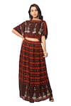 Soup by Sougat Paul_Brown Cotton Silk Printed Lehenga Set _Online_at_Aza_Fashions