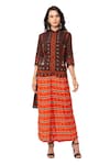 Buy_Soup by Sougat Paul_Orange Cotton Silk Printed Kurta And Palazzo Set _at_Aza_Fashions