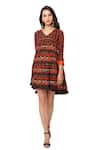 Soup By Sougat Paul_Brown Cotton Silk Printed Dress _Online_at_Aza_Fashions