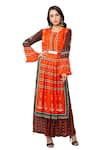 Buy_Soup by Sougat Paul_Orange Cotton Silk Printed Kurta And Palazzo Set _at_Aza_Fashions