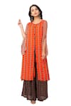 Buy_Soup by Sougat Paul_Orange Cotton Silk Printed Kurta And Palazzo Set _at_Aza_Fashions