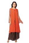 Soup by Sougat Paul_Orange Cotton Silk Printed Kurta And Palazzo Set _Online_at_Aza_Fashions